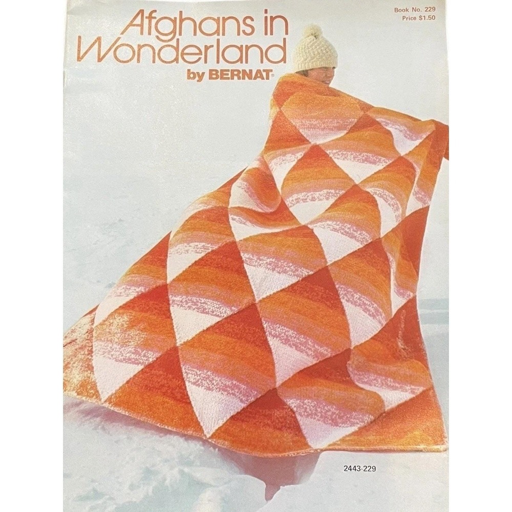 Bernat Afghans in Wonderland Pattern Book No 229 Vintage 70s Crochet Knit MCM